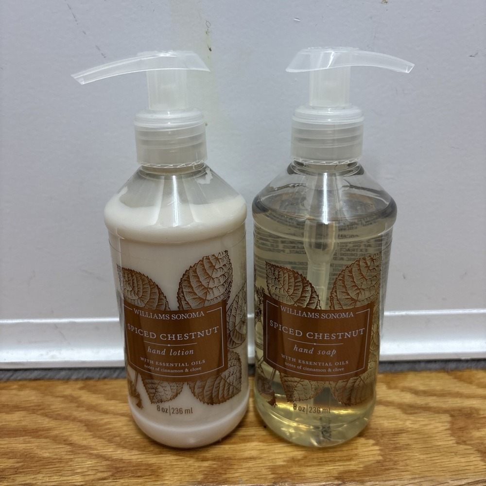Williams Sonoma Spiced Chestnut Hand Soap And Hand Lotion New 8 Ounces Set Of 2